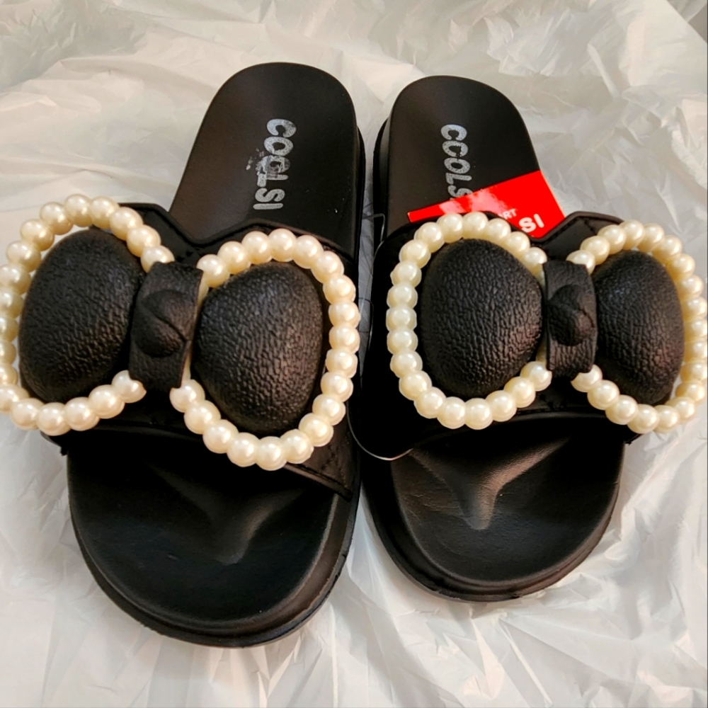 👡 Black slipon sandals with bow *new